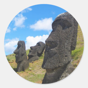 Moai at Rano Raraku Easter Island Classic Round Sticker