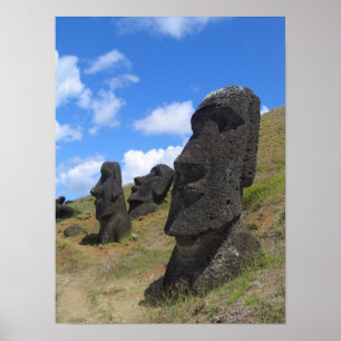 Moai at Rano Raraku, Easter Island Poster