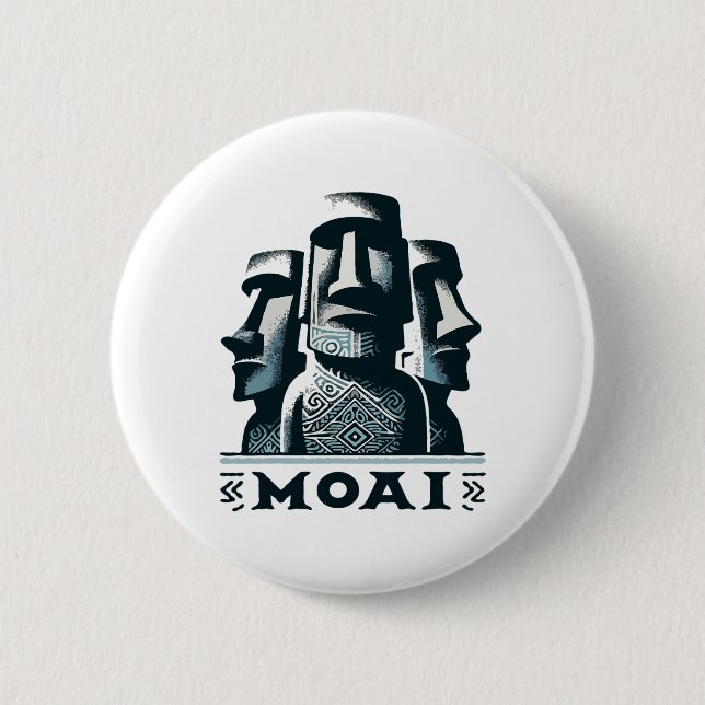 Moai Easter Island Heads  6 Cm Round Badge (Front)
