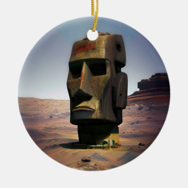 Moai of Mars Wombott Collector  Ceramic Tree Decoration (Front)