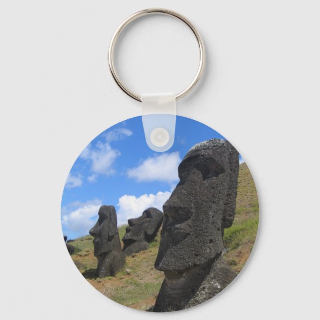Moai on Easter Island Key Ring (Front)