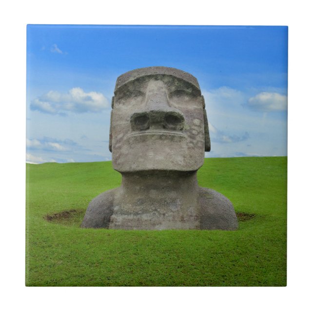 Moai statue easter island travel tourism monument tile (Front)
