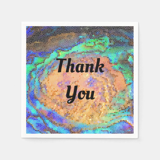 Moaic Appreciation Abalone Shell Bright Thank You Napkin (Front)
