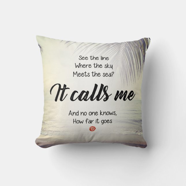 Moana "It Calls Me" Lyrics Decorative Throw Pillow (Front)