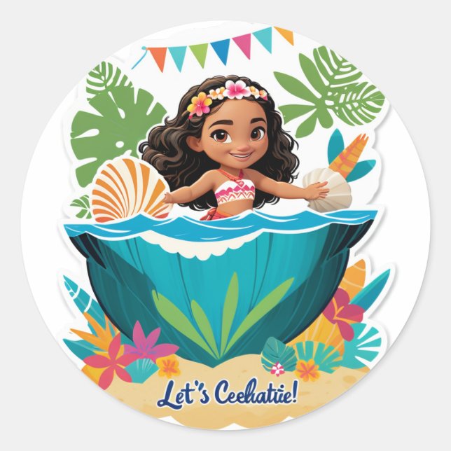 Moana’s Island Birthday Vibes! Classic Round Sticker (Front)