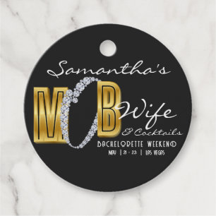 Mob Wife & Cocktails Black Bach Bachelorette Party Favour Tags