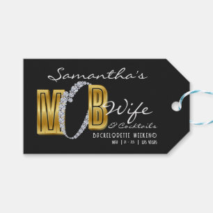 Mob Wife & Cocktails Black Bach Bachelorette Party Gift Tags