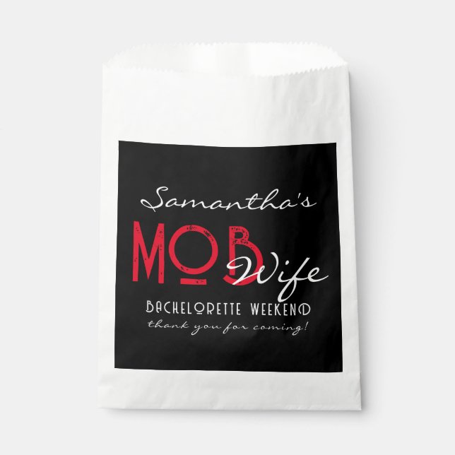Mob Wife & Martini Black Bach Bachelorette Party Favour Bags (Front)
