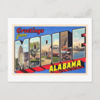 Mobile Alabama AL Vintage Large Letter Postcard 1