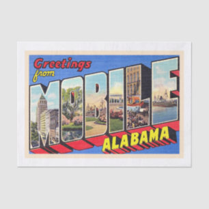 Mobile Alabama AL Vintage Large Letter Postcard 1 Tissue Paper
