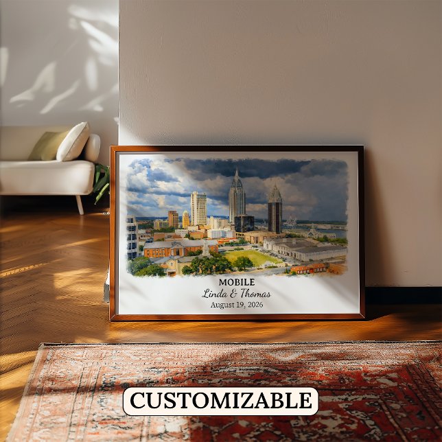 Mobile Alabama Poster, Watercolor, Custom Poster (Creator Uploaded)