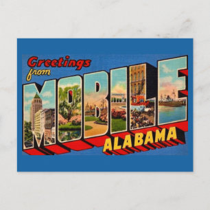 Mobile Alabama Retro Greeting Postcard