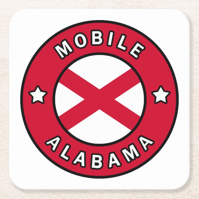 Mobile Alabama Square Paper Coaster (Front)