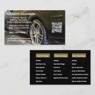 Mobile Auto Detailing Car Wash QR  Business Card