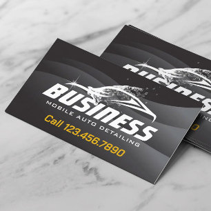 Mobile Auto Detailing Modern Black Automotive Business Card