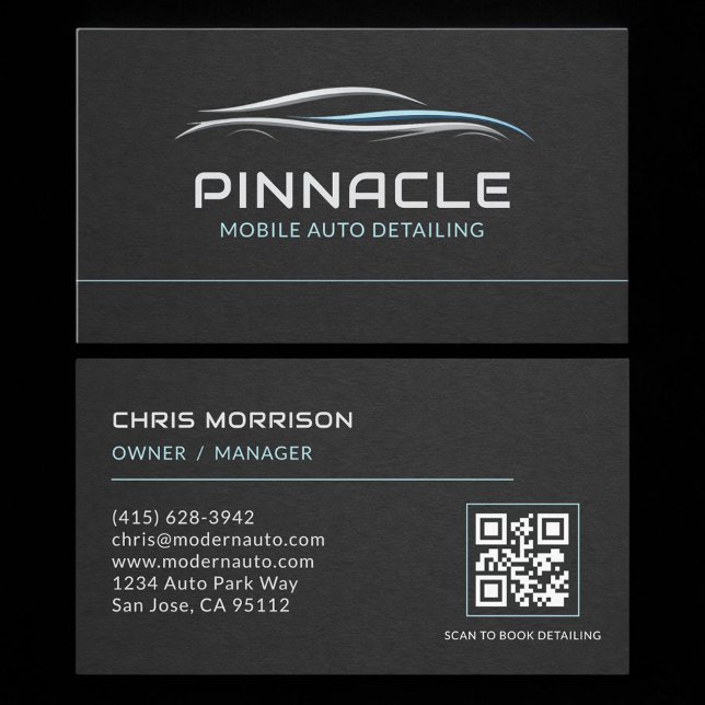 Mobile Auto Detailing QR Code Professional Business Card (Creator Uploaded)