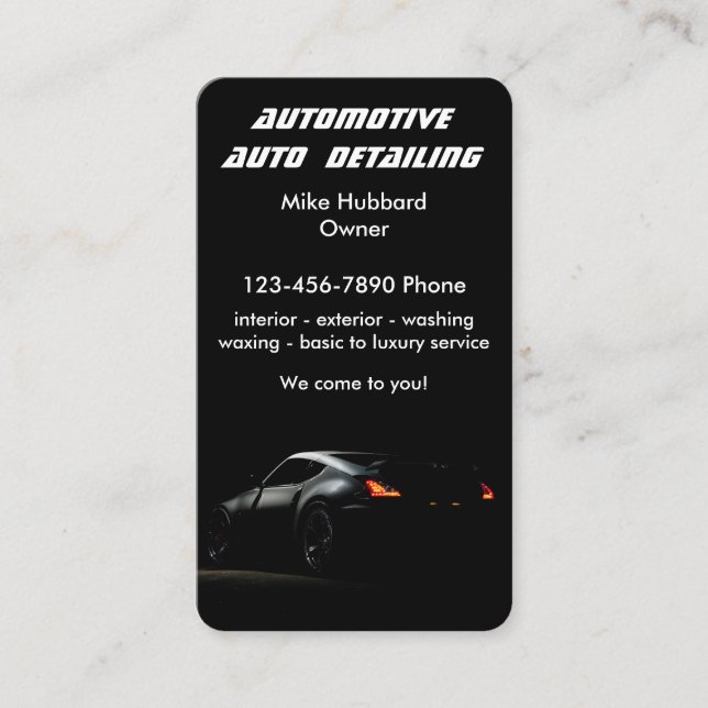 Mobile Auto Detailing Service Business Card (Front)