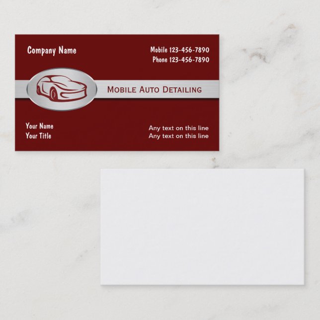 Mobile Auto Detailing Services Business Card (Front/Back)