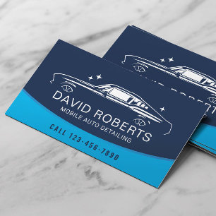 Mobile Auto Detailing Sparkling Car Wash Blue Business Card