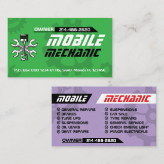 Mobile Auto Mechanic Car Repair Editable Business Card