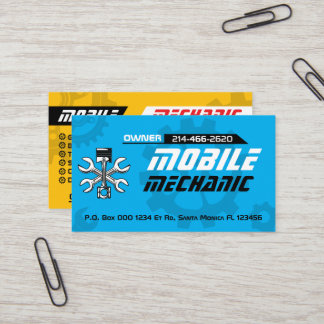 Mobile Auto Mechanic Car Repair Editable Business Card