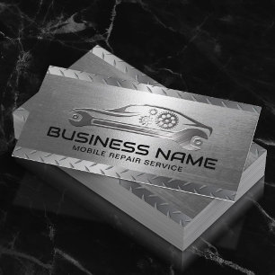 Mobile Auto Repair Service Metal Automotive Car Business Card