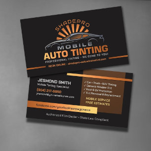 Mobile Auto Tinting Window Film Installer Business Card