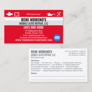 Mobile Automobile Car Repair Mechanic 2 Sided Busi Business Card