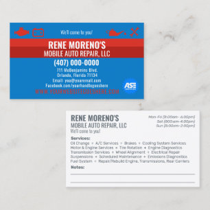 Mobile Automobile Car Repair Mechanic 2 Sided Busi Business Card