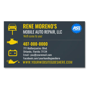 Mobile Automobile Car Repair Mechanic Template Magnetic Business Card