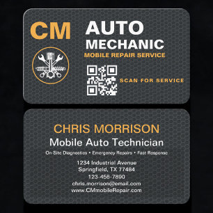 Mobile Automotive Technician QR Code Business Card