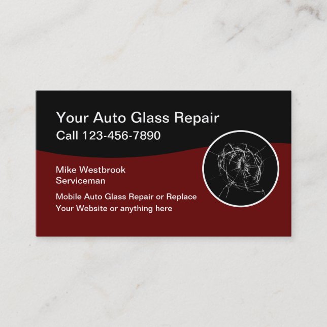 Mobile Automotive Windshield Repair Services Business Card (Front)