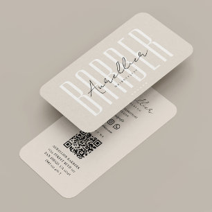 Mobile Barber Barbershop Sand Script Minimal Business Card