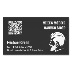 Mobile Barber Premium Custom QR Magnetic Business Card