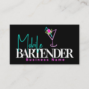 Mobile Bartender Club Bar Neon Drinks B Business Card