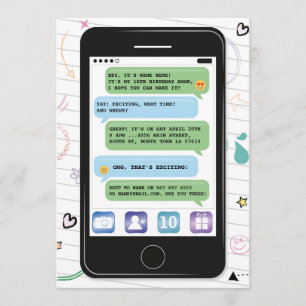 Mobile birthday Phone Cell Convo Chat Texting Invitation