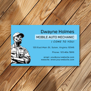 Mobile Black Auto Mechanic Automobile Wheel Business Card