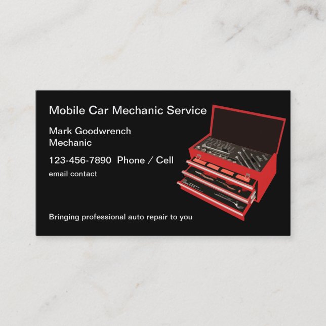 Mobile Car Mechanic Automotive Business Card (Front)