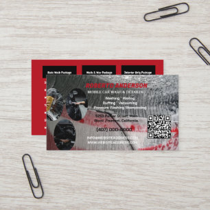 Mobile Car Wash Auto Detailing Automotive QR CODE Business Card