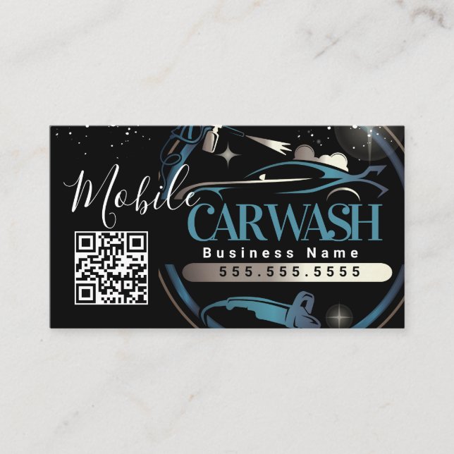 Mobile Car Wash Detail - Business Logo QR Code  Card (Front)