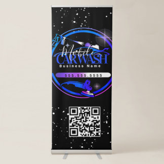 Mobile Car Wash Detail - Business Logo QR Code  Retractable Banner