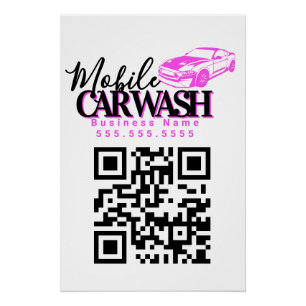 Mobile Car Wash Detail Business QR Code Poster