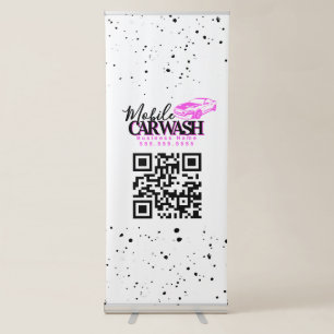 Mobile Car Wash Detail Business QR Code Retractable Banner