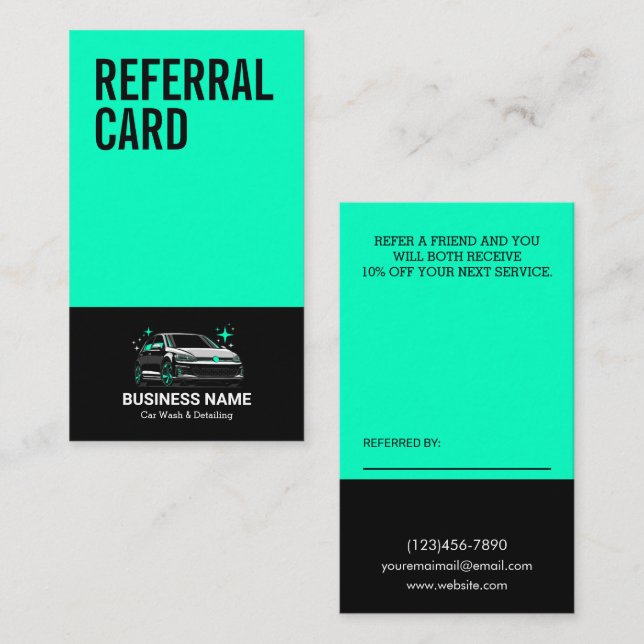 Mobile Car Wash & Detailing Custom Referral Card (Front/Back)