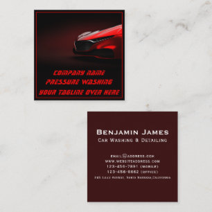 Mobile Car Wash Detailing Pressure Washing Black Square Business Card
