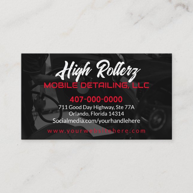 Mobile Car Wash Detailing Pressure Washing  Busine Business Card (Front)