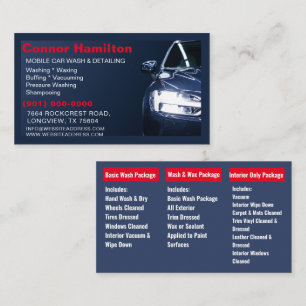 Mobile Car Wash Detailing Pressure Washing  Busine Business Card