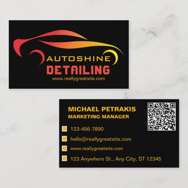 Mobile Car Wash Detailing Pressure Washing Business Card (Front/Back)