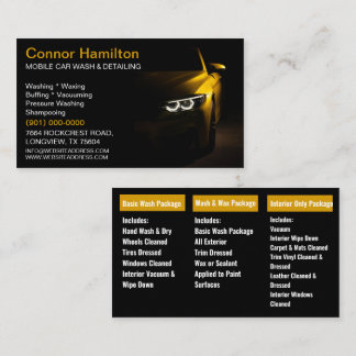 Mobile Car Wash Detailing Pressure Washing Business Card