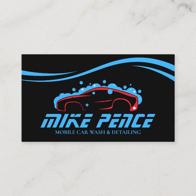 Mobile Car Wash Detailing Pressure Washing Business Card (Front)